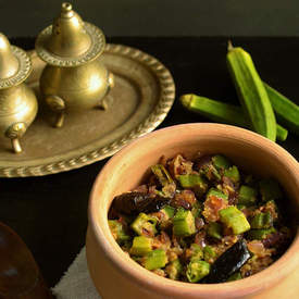Okra cooked with dessicated coconut