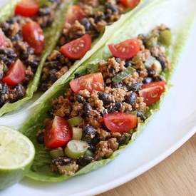 Black bean and walnut lettuce wraps