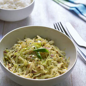 Stir fried cabbage with whole spices