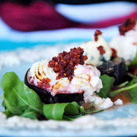 Cheesy Figs With Pear And Fig Puree